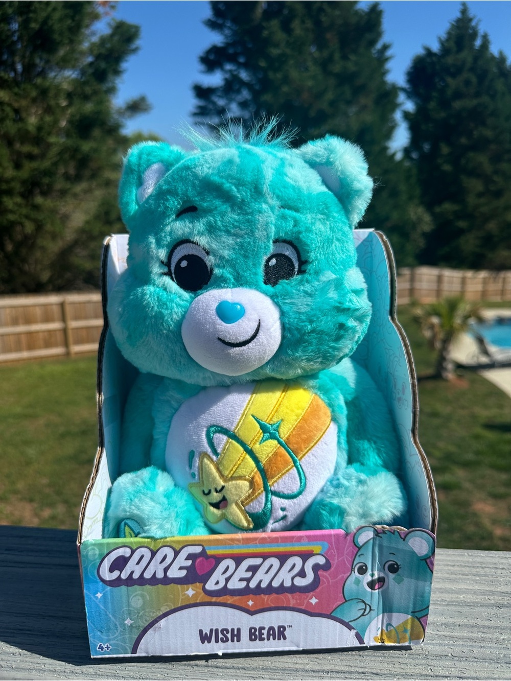 Care Bears Wish Bear Plush - Teal and Yellow Belly Badge